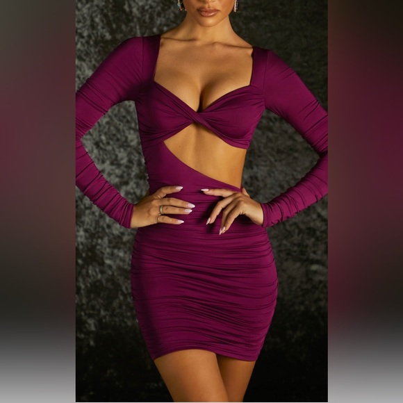 OhPolly - sweet nothings long sleeve mini dress in purple - Picture 2 of 4